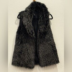 White House Black Market Black Faux Fur Vest